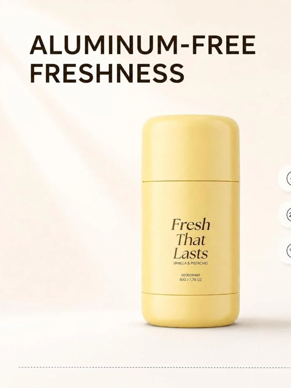 Fresh That Lasts Deodorant Stick, Vanilla Pistachio, Aluminum Free Men & Women